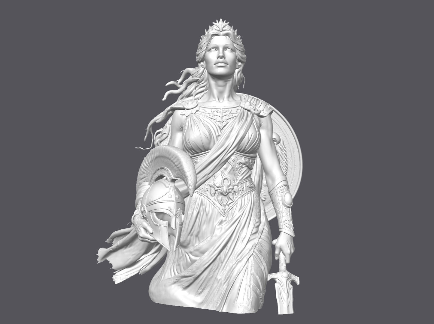 Busto de reina guerrera   — Escultura decorativa artesanal | Atenea