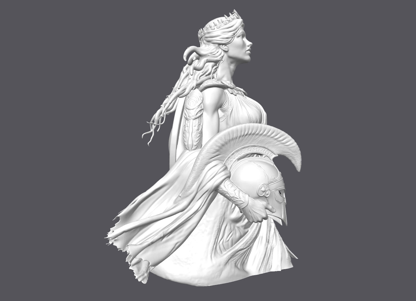 Busto de reina guerrera   — Escultura decorativa artesanal | Atenea