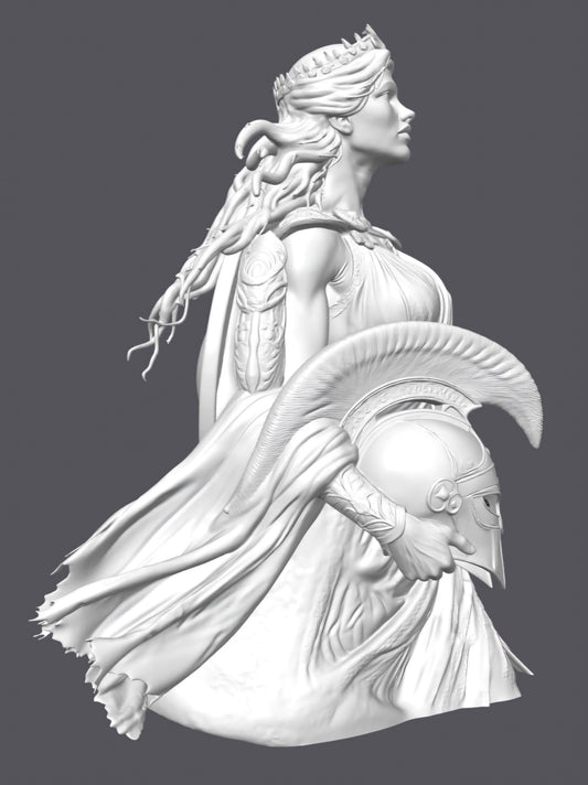 Busto de reina guerrera   — Escultura decorativa artesanal | Atenea