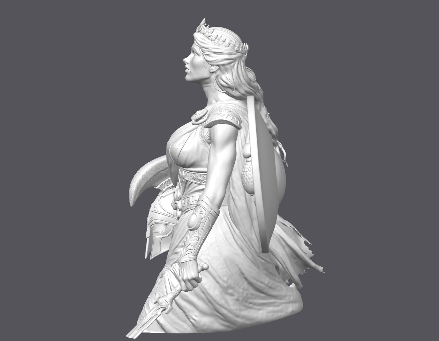 Busto de reina guerrera   — Escultura decorativa artesanal | Atenea