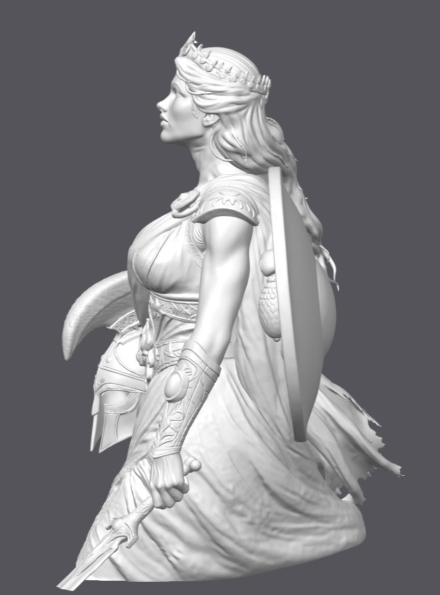 Busto de reina guerrera   — Escultura decorativa artesanal | Atenea