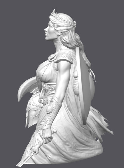 Busto de reina guerrera   — Escultura decorativa artesanal | Atenea