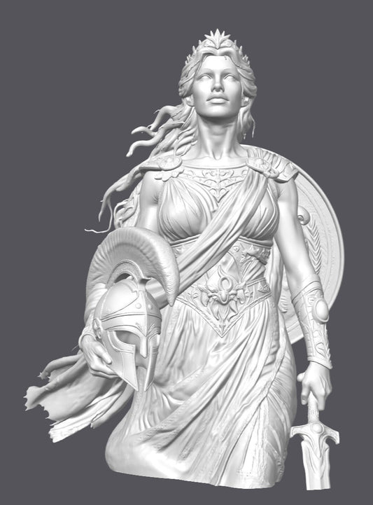 Busto de reina guerrera   — Escultura decorativa artesanal | Atenea