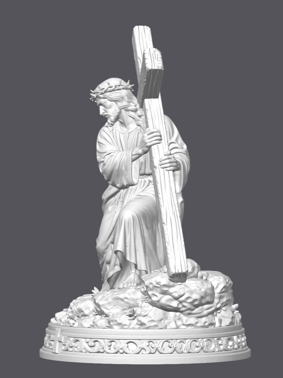 Jesús cargando la cruz — Escultura decorativa artesanal | Atenea