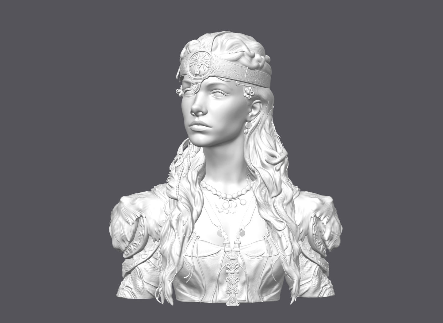 Busto de guerrera de los bosques  — Escultura decorativa artesanal | Atenea