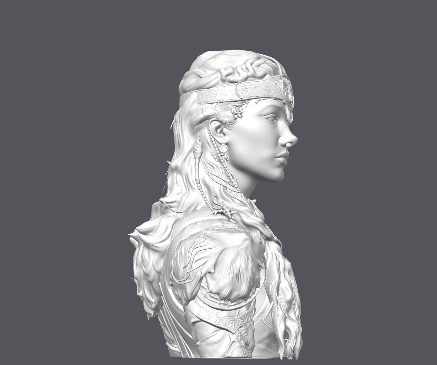 Busto de guerrera de los bosques  — Escultura decorativa artesanal | Atenea