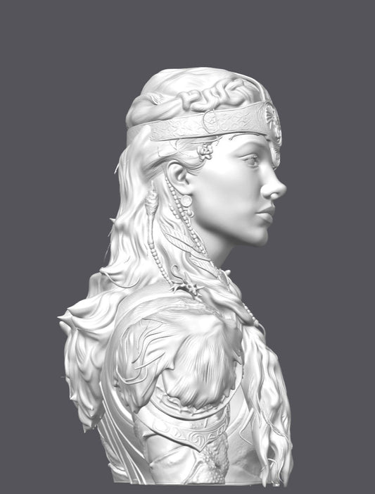 Busto de guerrera de los bosques  — Escultura decorativa artesanal | Atenea