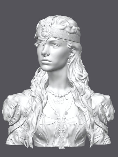 Busto de guerrera de los bosques  — Escultura decorativa artesanal | Atenea