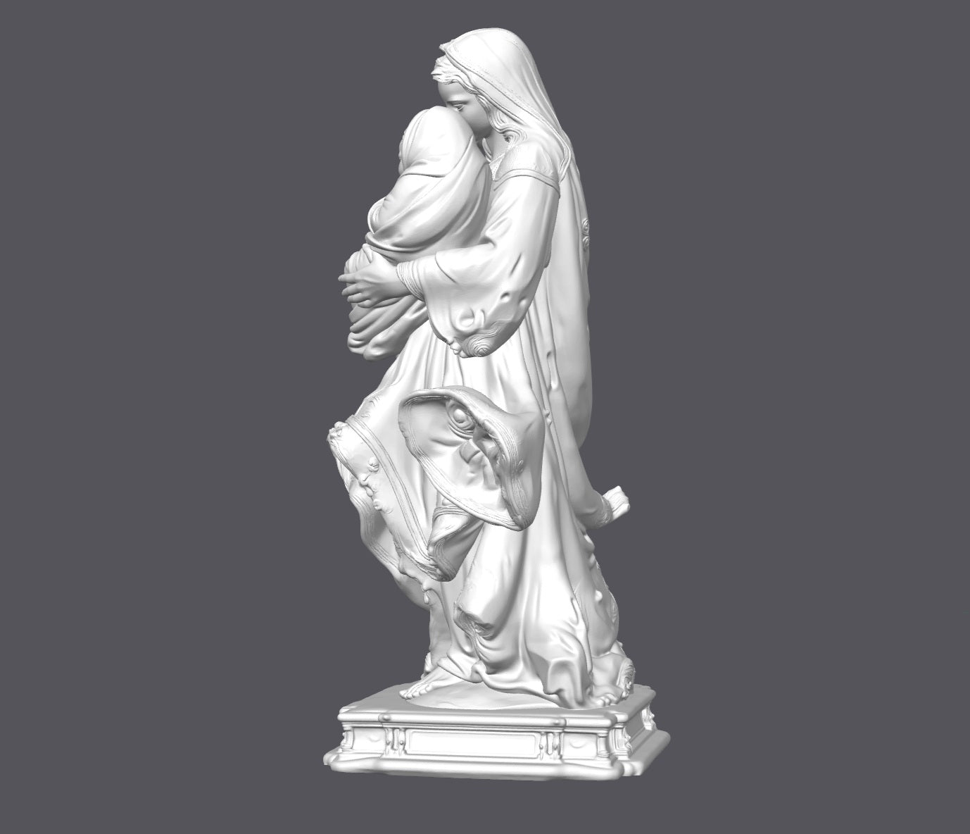 Virgen María con niño Jesús — Escultura decorativa artesanal | Atenea